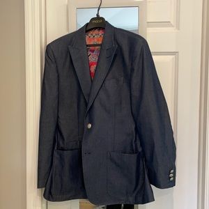 Pinstripe Denim Blazer